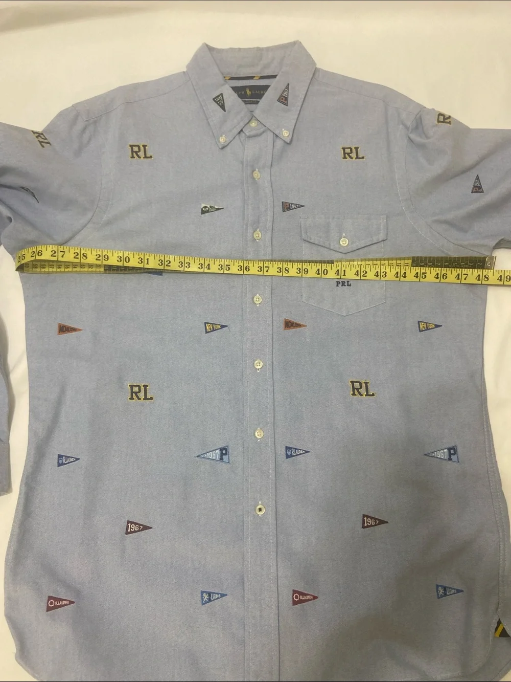 Ralph Lauren Light Blue ButtonDown Oxford Shirt with Embroidered Pennants.Size-L - Picture 6 of 14